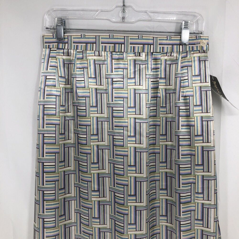 Harve Benard Multi Pastel Geometric Satin Maxi Skirt Size 10 (30x37) NWT